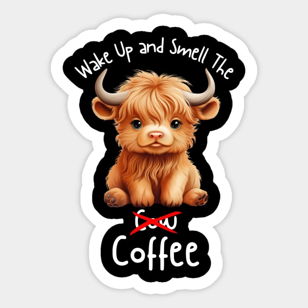 Highland Cow Coffee Mug Sticker by VikingHeart Designs